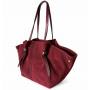 - Bordowa zamszowa torebka shopper burgund ZAMSZ NATURALNY Vera Pelle