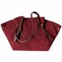 - Bordowa zamszowa torebka shopper burgund ZAMSZ NATURALNY Vera Pelle