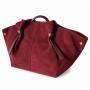 - Bordowa zamszowa torebka shopper burgund ZAMSZ NATURALNY Vera Pelle