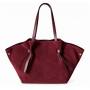 - Bordowa zamszowa torebka shopper burgund ZAMSZ NATURALNY Vera Pelle