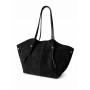 - Czarna zamszowa torebka shopper ZAMSZ NATURALNY Vera Pelle
