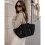 - Czarna zamszowa torebka shopper ZAMSZ NATURALNY Vera Pelle