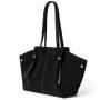 - Czarna zamszowa torebka shopper ZAMSZ NATURALNY Vera Pelle