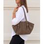 - Cappuccino fango zamszowa torebka shopper ZAMSZ NATURALNY Vera Pelle