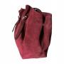 - Bordowa zamszowa torebka shopper burgund ZAMSZ NATURALNY Vera Pelle