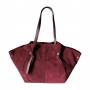 - Bordowa zamszowa torebka shopper burgund ZAMSZ NATURALNY Vera Pelle
