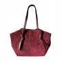 - Bordowa zamszowa torebka shopper burgund ZAMSZ NATURALNY Vera Pelle