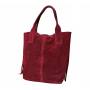 - Bordowa zamszowa torebka frędzle shopper boho ZAMSZ NATURALNY A4