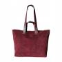 - Bordowa torebka zamszowa shopper burgund ZAMSZ NATURALNY Vera Pelle