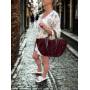 - Bordowa zamszowa torebka shopper burgund ZAMSZ NATURALNY Vera Pelle