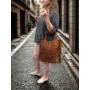 - Brązowa zamszowa torebka frędzle shopper boho brąz ZAMSZ NATURALNY A4