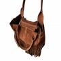 - Brązowa zamszowa torebka frędzle shopper boho brąz ZAMSZ NATURALNY A4