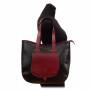 Vera Pelle - włoska czarna / bordo A4 skórzana torebka SKÓRA NATURALNA shopper bag
