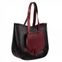 Vera Pelle - włoska czarna / bordo A4 skórzana torebka SKÓRA NATURALNA shopper bag