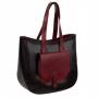 Vera Pelle - włoska czarna / bordo A4 skórzana torebka SKÓRA NATURALNA shopper bag