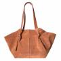 - Camel zamszowa torebka shopper ruda karmelowy ZAMSZ NATURALNY Vera Pelle