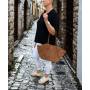 - Camel zamszowa torebka shopper ruda karmelowy ZAMSZ NATURALNY Vera Pelle