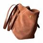 - Camel zamszowa torebka shopper ruda karmelowy ZAMSZ NATURALNY Vera Pelle