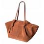 - Camel zamszowa torebka shopper ruda karmelowy ZAMSZ NATURALNY Vera Pelle