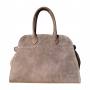 - BORSE IN PELLE Cappuccino zamszowa torebka kuferek shopper XL taupe