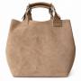 - Cappuccino zamszowa torebka shopper taupe ZAMSZ NATURALNY Vera Pelle