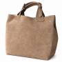 - Cappuccino zamszowa torebka shopper taupe ZAMSZ NATURALNY Vera Pelle