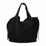 - Czarna zamszowa torebka shopper worek XL ZAMSZ NATURALNY Vera Pelle A4
