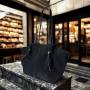 - Czarna zamszowa torebka shopper ZAMSZ NATURALNY Vera Pelle