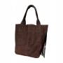 - Czekoladowa zamszowa torebka frędzle shopper boho ciemny brąz ZAMSZ A4