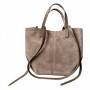 - cappuccino zamszowa torebka taupe shopper ZAMSZ NATURALNY łódka