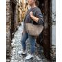 - cappuccino zamszowa torebka taupe shopper ZAMSZ NATURALNY łódka