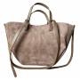 - cappuccino zamszowa torebka taupe shopper ZAMSZ NATURALNY łódka