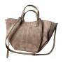 - cappuccino zamszowa torebka taupe shopper ZAMSZ NATURALNY łódka