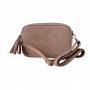 - Flora&Co taupe zamszowa torebka listonoszka cappuccino zamsz frędzle Flora