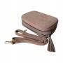 - Flora&Co taupe zamszowa torebka listonoszka cappuccino zamsz frędzle Flora
