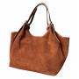 - Camel zamszowa torebka shopper XL ruda karmelowa ZAMSZ NATURALNY A4 Vera Pelle