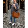 - Camel zamszowa torebka shopper XL ruda karmelowa ZAMSZ NATURALNY A4 Vera Pelle