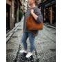 - Camel zamszowa torebka shopper XL ruda karmelowa ZAMSZ NATURALNY A4 Vera Pelle