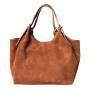 - Camel zamszowa torebka shopper XL ruda karmelowa ZAMSZ NATURALNY A4 Vera Pelle