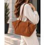- Camel zamszowa torebka shopper ruda karmelowy ZAMSZ NATURALNY Vera Pelle