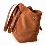 - Camel zamszowa torebka shopper ruda karmelowy ZAMSZ NATURALNY Vera Pelle