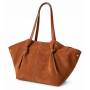 - Camel zamszowa torebka shopper ruda karmelowy ZAMSZ NATURALNY Vera Pelle