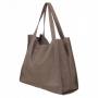 -35% cappuccino skórzana torebka taupe shopper A4 miękka skóra naturalna