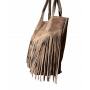 - Cappuccino zamszowa torebka frędzle shopper boho fango ZAMSZ NATURALNY A4