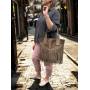 - Cappuccino zamszowa torebka frędzle shopper boho fango ZAMSZ NATURALNY A4