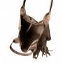 - Cappuccino zamszowa torebka frędzle shopper boho fango ZAMSZ NATURALNY A4