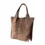 - Cappuccino zamszowa torebka frędzle shopper boho fango ZAMSZ NATURALNY A4