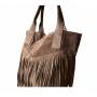 - Cappuccino zamszowa torebka frędzle shopper boho fango ZAMSZ NATURALNY A4