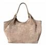 - Taupe zamszowa torebka fango shopper XL cappuccino ZAMSZ A4 Vera Pelle