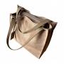 - Taupe zamszowa torebka shopper cappuccino ZAMSZ NATURALNY Vera Pelle